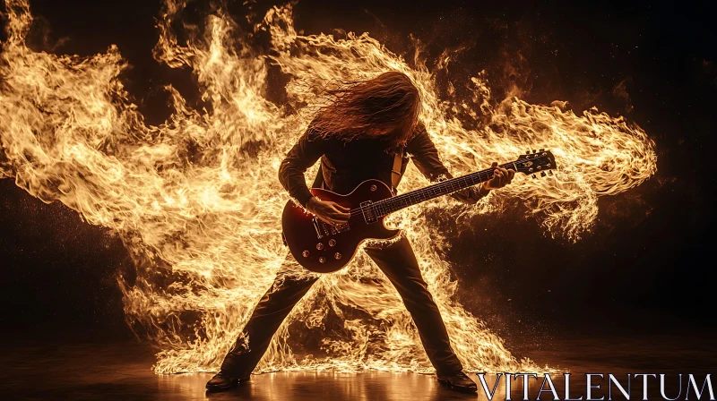 Burning Passion of Rock Guitarist AI Image