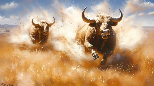 Majestic Bulls in Action