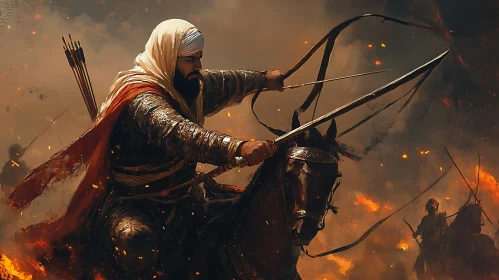 Epic Horseback Warrior Scene