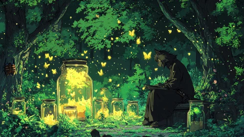 Luminous Butterflies in Forest Jars