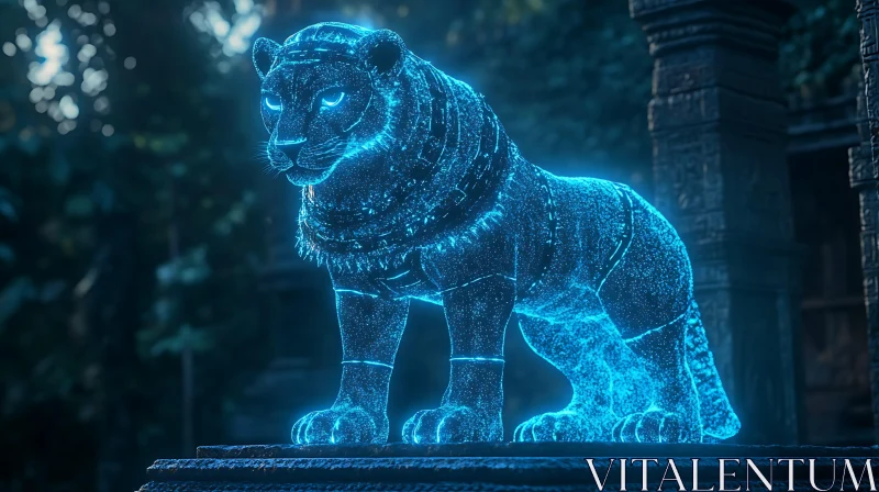 Glowing Lion Sculpture AI Image