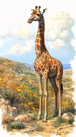 Giraffe in Artistic Scenery