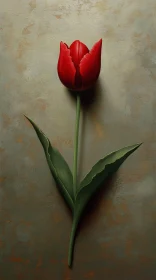 Elegant Red Tulip with Green Leaves