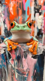 Frog Amongst Abstract Paint Strokes