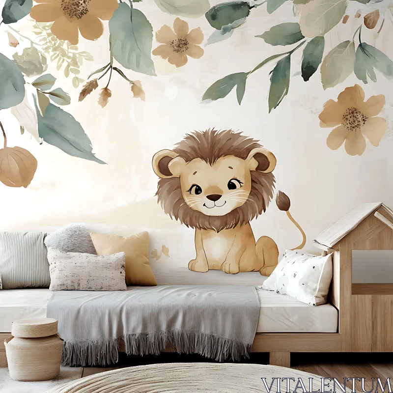 AI ART Cute Lion Cub Illustration