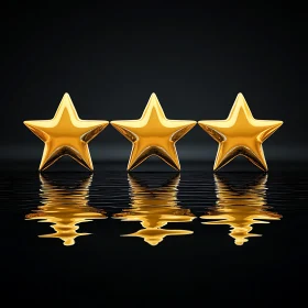 Three Gold Stars Reflecting in Abstract Art