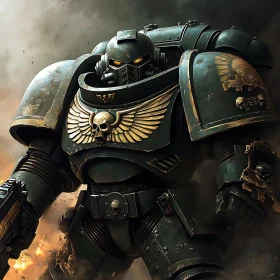 Armored Space Marine with Golden Emblems