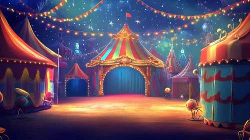 Whimsical Carnival Tents Under Starlight