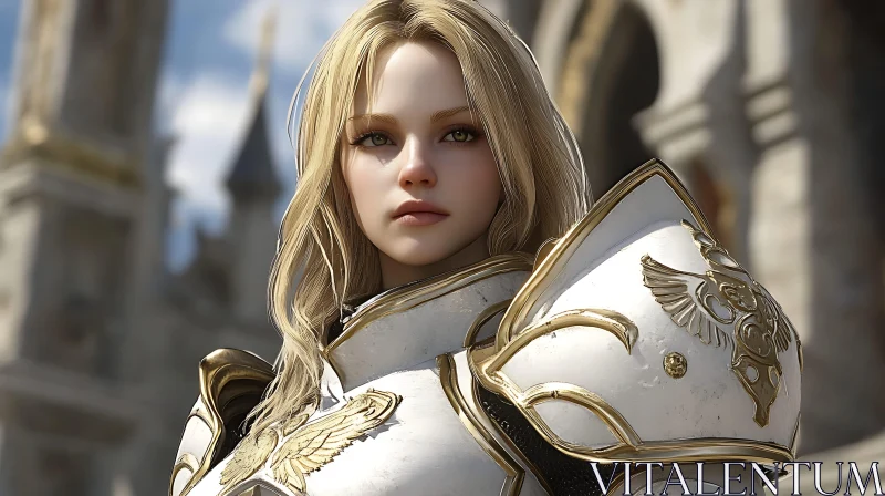 AI ART Female Knight in White Armor