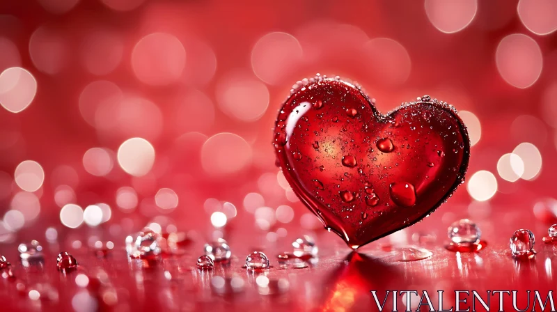 AI ART Red Heart with Bokeh Background