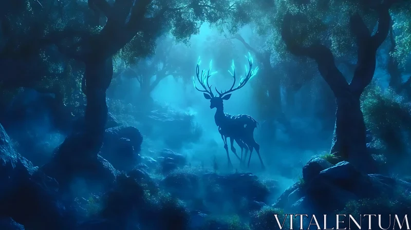 AI ART Mystical Deer in Forest