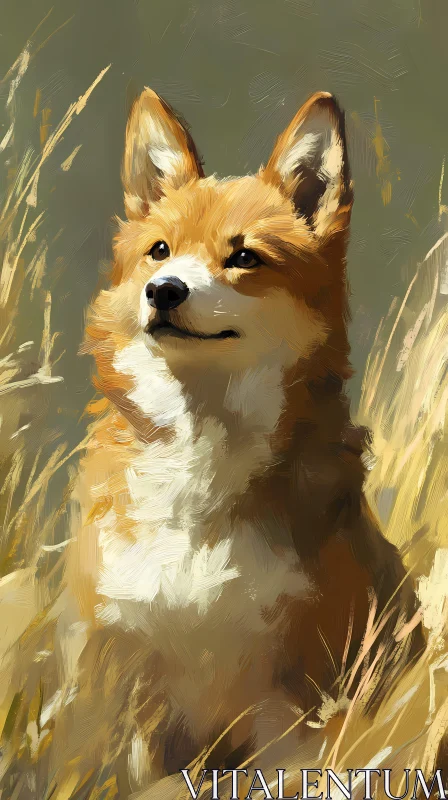 AI ART Golden Furred Dog in Natural Setting