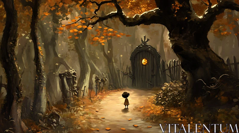 Autumnal Forest Path AI Image