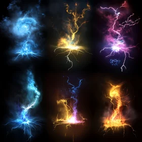 Abstract Lightning Collection on Dark Backdrop