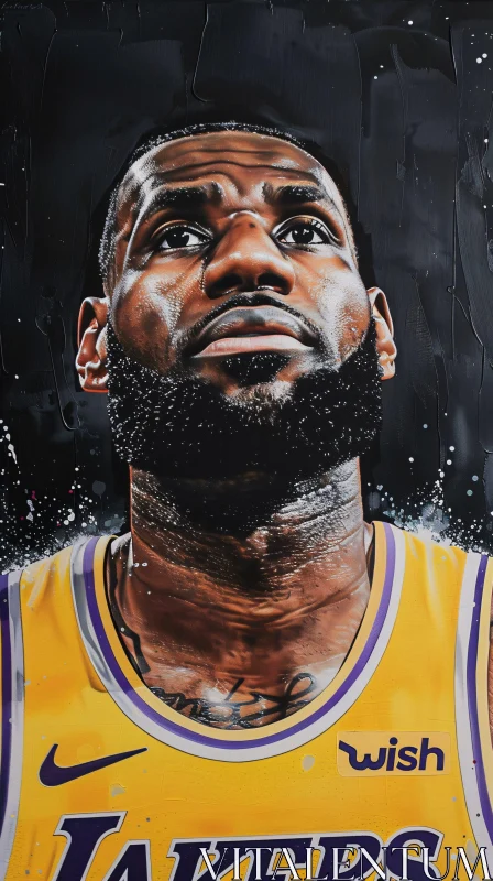 LeBron James Lakers Portrait AI Image