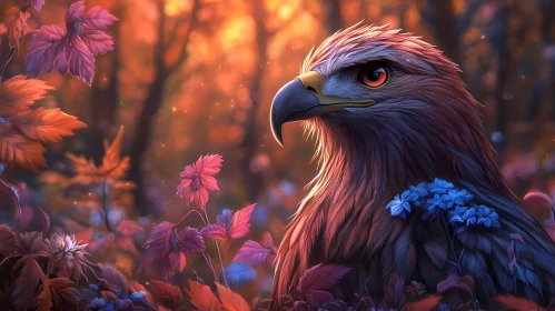 Eagle Amongst Vibrant Autumn Leaves