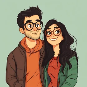 Whimsical Couple Portrait in Cartoon Style