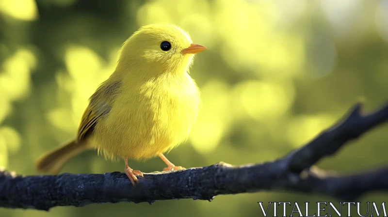 AI ART Yellow Bird Portrait on Branch