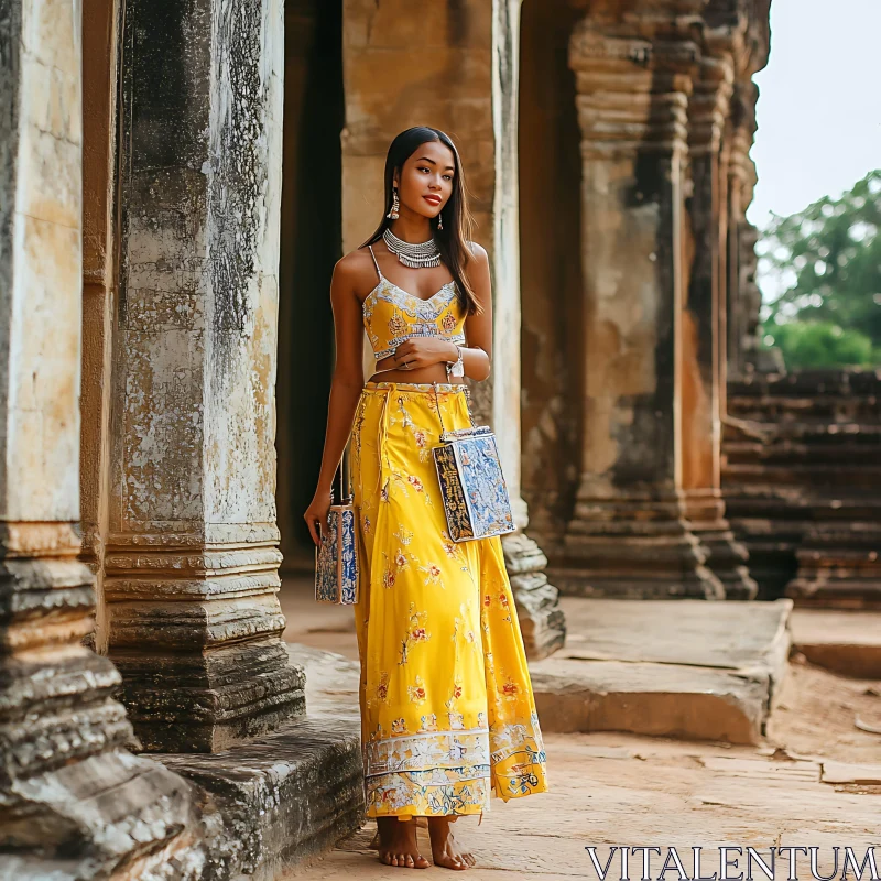 Woman in Traditional Dress AI Image