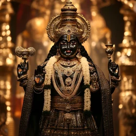 Ornate Deity Statue with Golden Embellishments
