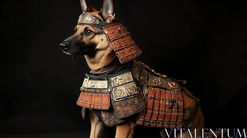 Dog in Samurai Armor AI Image