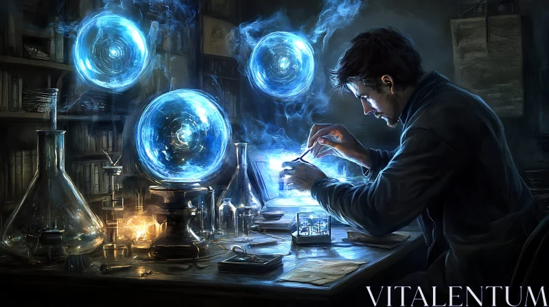 AI ART Magical Science Experiment in Dark Laboratory