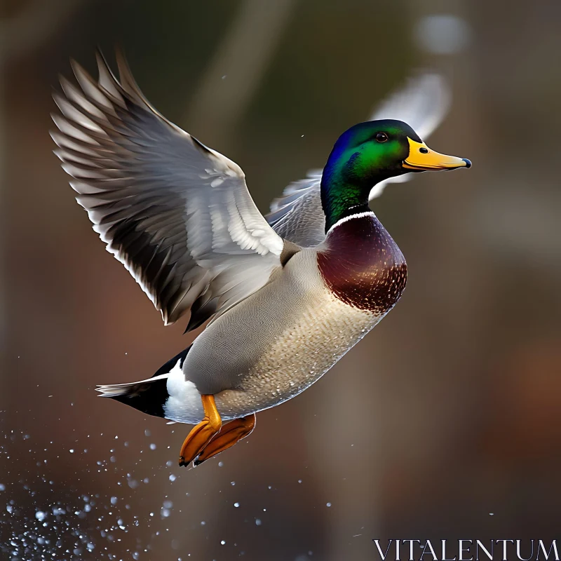 Mallard Duck in Flight AI Image