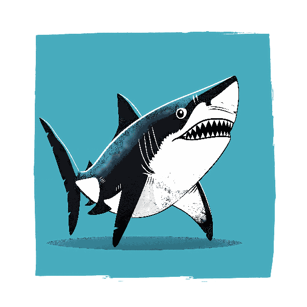 POD Design Cartoon Shark Illustration for Apparel