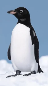 Solitary Penguin in Antarctic Scene