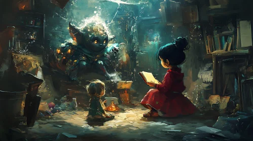 Kids Reading to a Monster