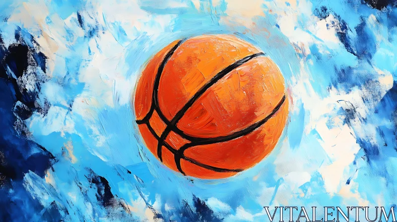 Abstract Basketball Painting on Canvas AI Image