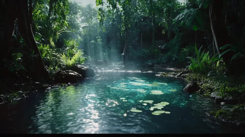 Peaceful Lake in a Lush Forest