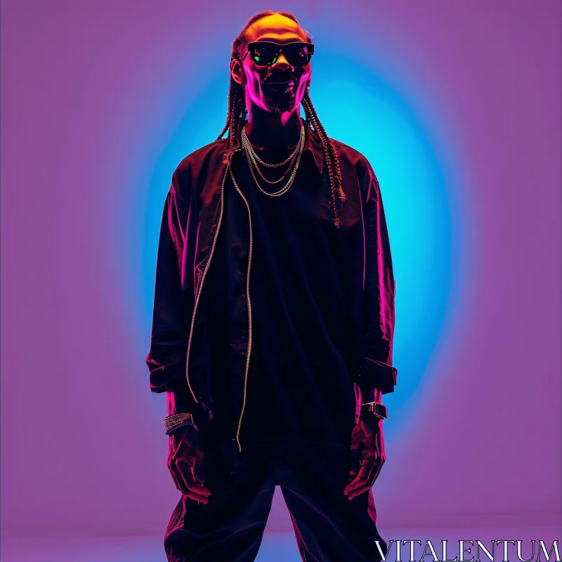 Stylish Snoop Dogg in Neon Light AI Image