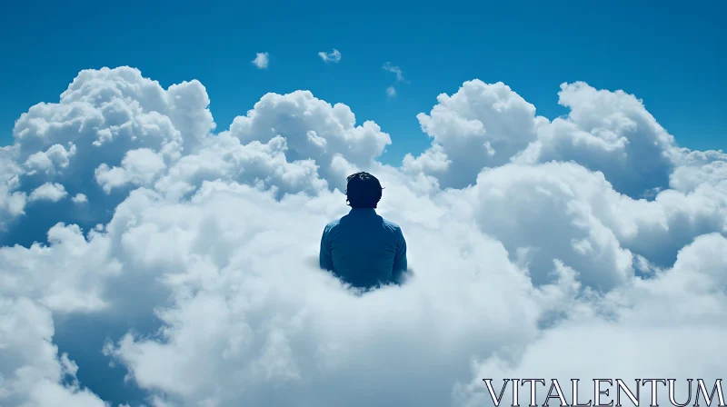 Person in Sky Clouds AI Image