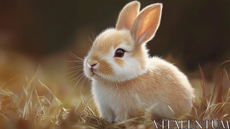 Charming Fluffy Bunny in Nature AI Image