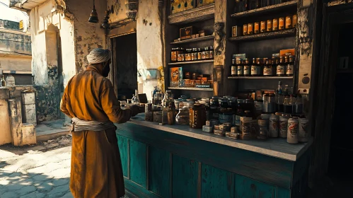 Man at Indian Marketplace