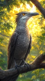 Majestic Bird in Sunlit Woods
