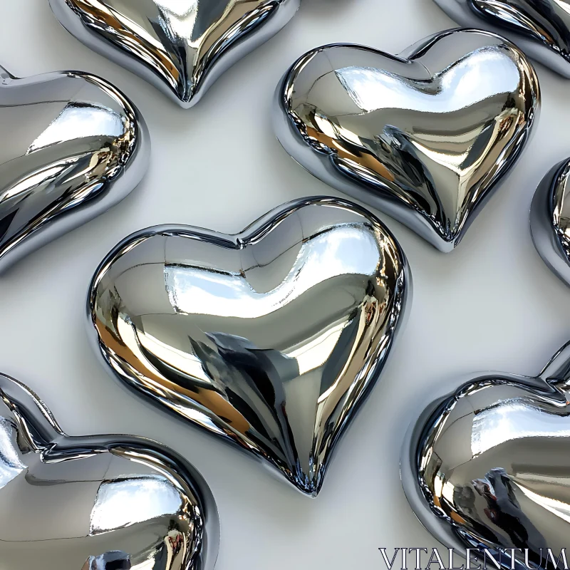 Metal Hearts Composition AI Image