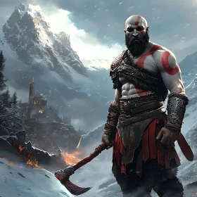 Snowy Mountain Warrior with Axe