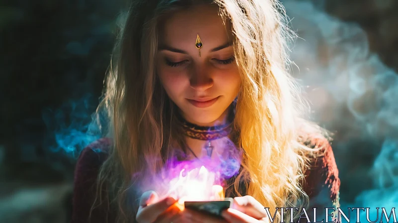 AI ART Enchanting Woman Holding Magical Light