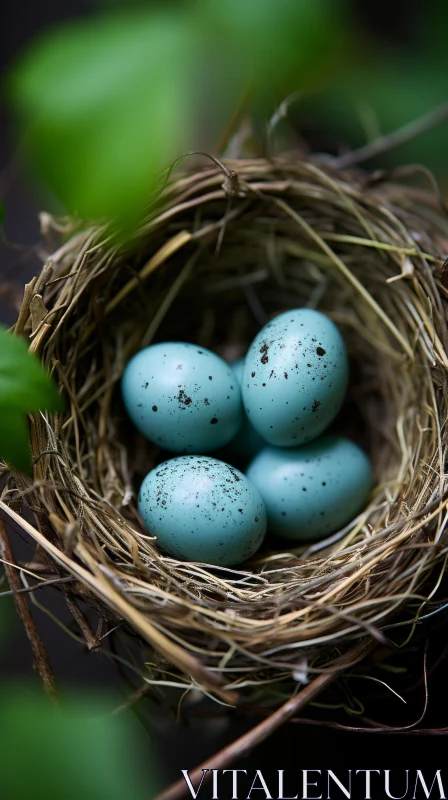 Blue Eggs in Nest: A Celebration of Rural Life AI Image