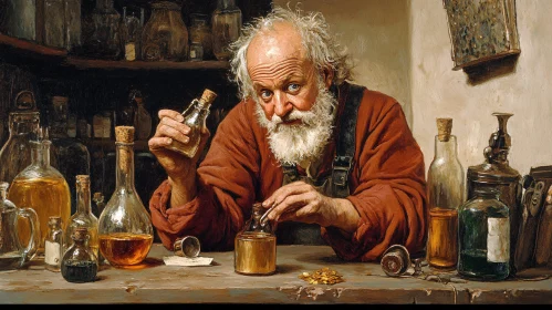 Alchemist in His Workshop Painting