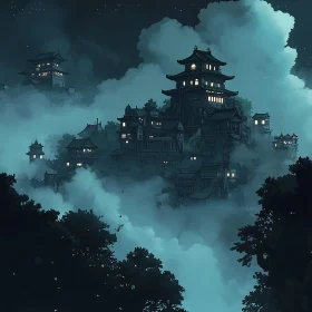 Misty Night City View
