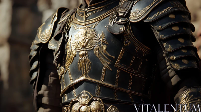 AI ART Detailed Medieval Armor with Golden Accents