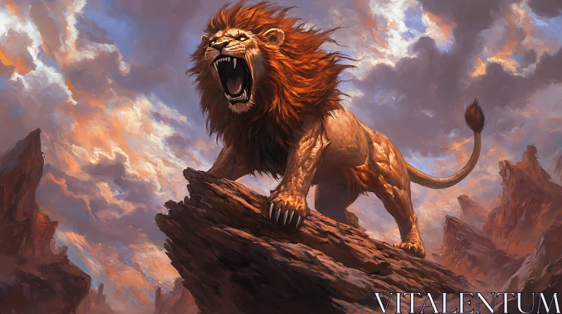 Lion Roaring Wild AI Image