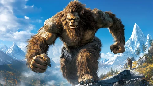 Colossal Monster in Mountainous Landscape