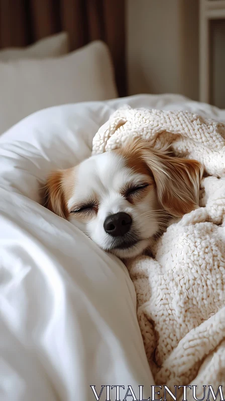 Peaceful Pup in Blanket AI Image