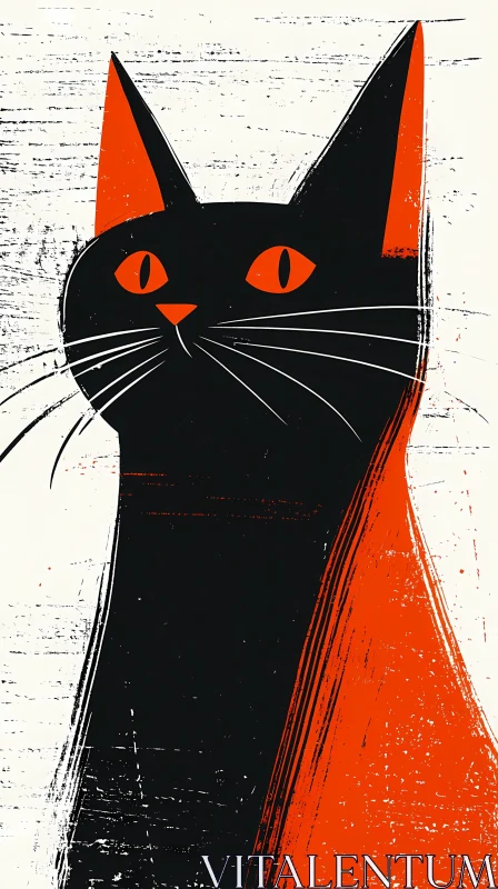 AI ART Black and Orange Cat Art