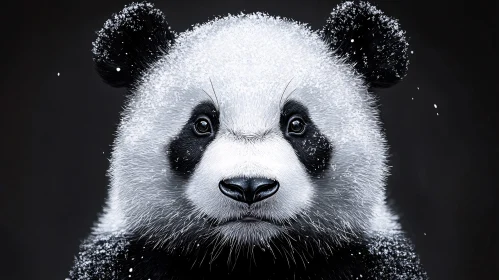 Panda Portrait in Snow