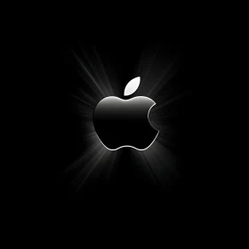 Polished Silver Apple Icon with Subtle Glow